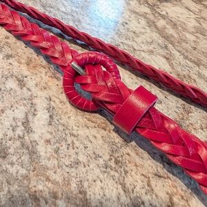 new TARNISH nordstrom pink woven leather skinny belt M